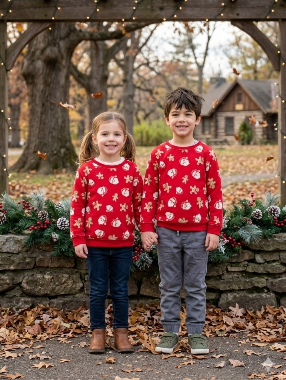 Holiday Time Christmas Santa & Gingerbread Sweatshirt 4T